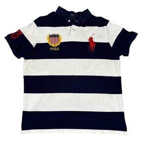 Polo Ralph Lauren Striped Custom Slim Fit Polo Mens XL Big Pony designer y2k